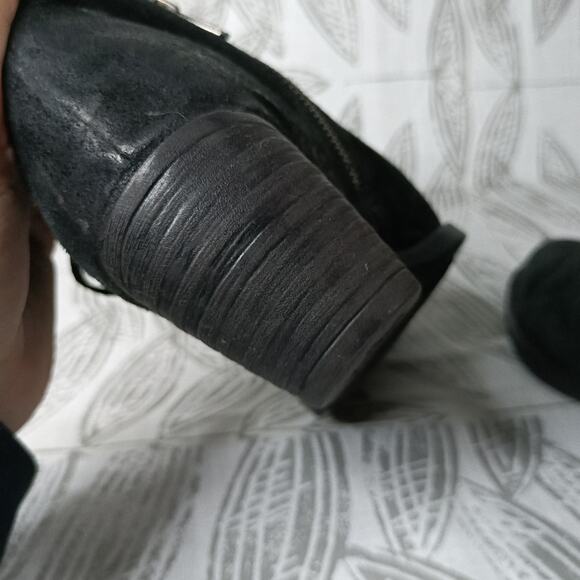 Born Lace Up Suede Boots Distressed Black Western Boho - Picture 5 of 8